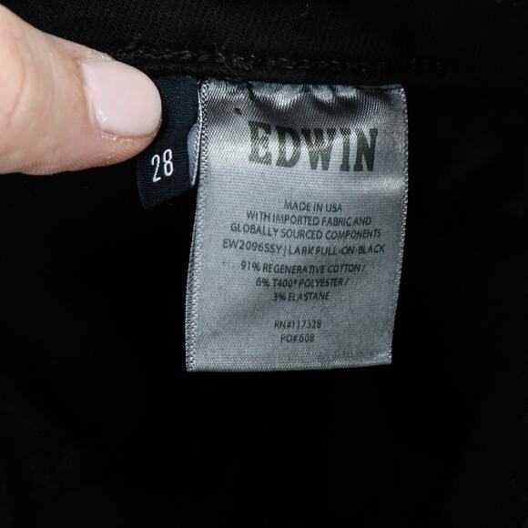 Edwin Lark Pull On Straight Leg Denim Pant Black Size 28 NWT - Picture 5 of 7